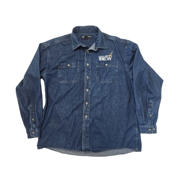 Vintage MMGApparel Canada IBEW Local 258 Denim Shirt Men's L 100% Cotton - Picture 1 of 10
